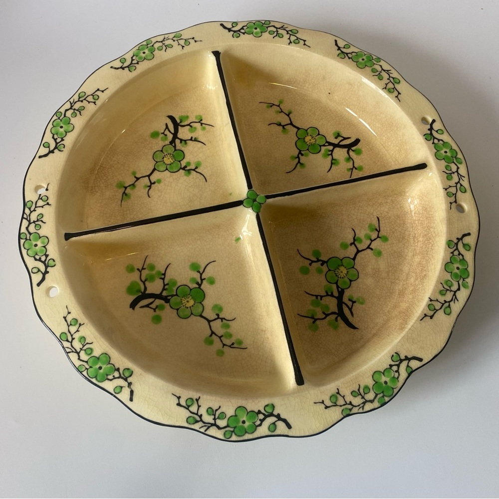 Vintage Moriyama Japan hand painted platter divided dish